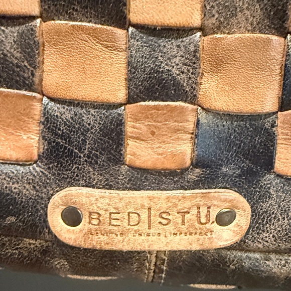 Bed Stu Keiki Brown and Tan Checkered Crossbody Bag - Picture 3 of 11